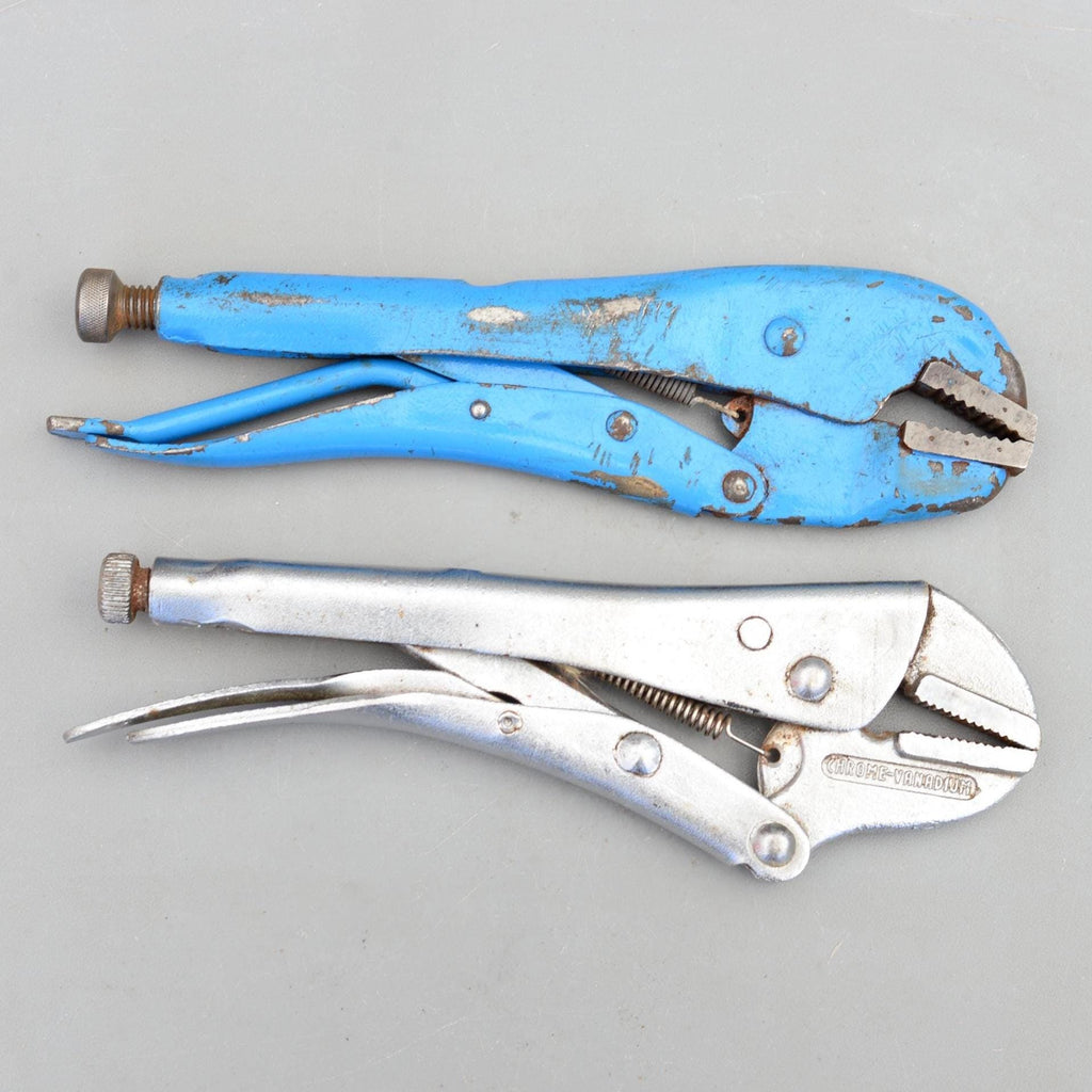Set 2 Vintage 9'' MOLE & Grillagrip Foreign Self Grip Welding Wrench Pliers