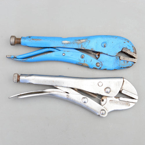 2 Vintage 9'' MOLE & Grillagrip Foreign Self Grip Welding Wrench Pliers Newport Gt. Britain