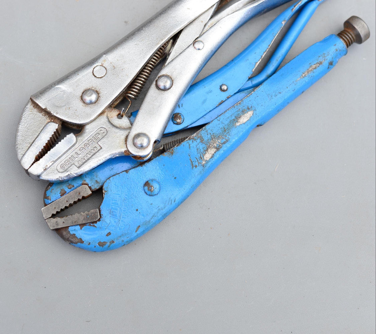 Set 2 Vintage 9'' MOLE & Grillagrip Foreign Self Grip Welding Wrench Pliers
