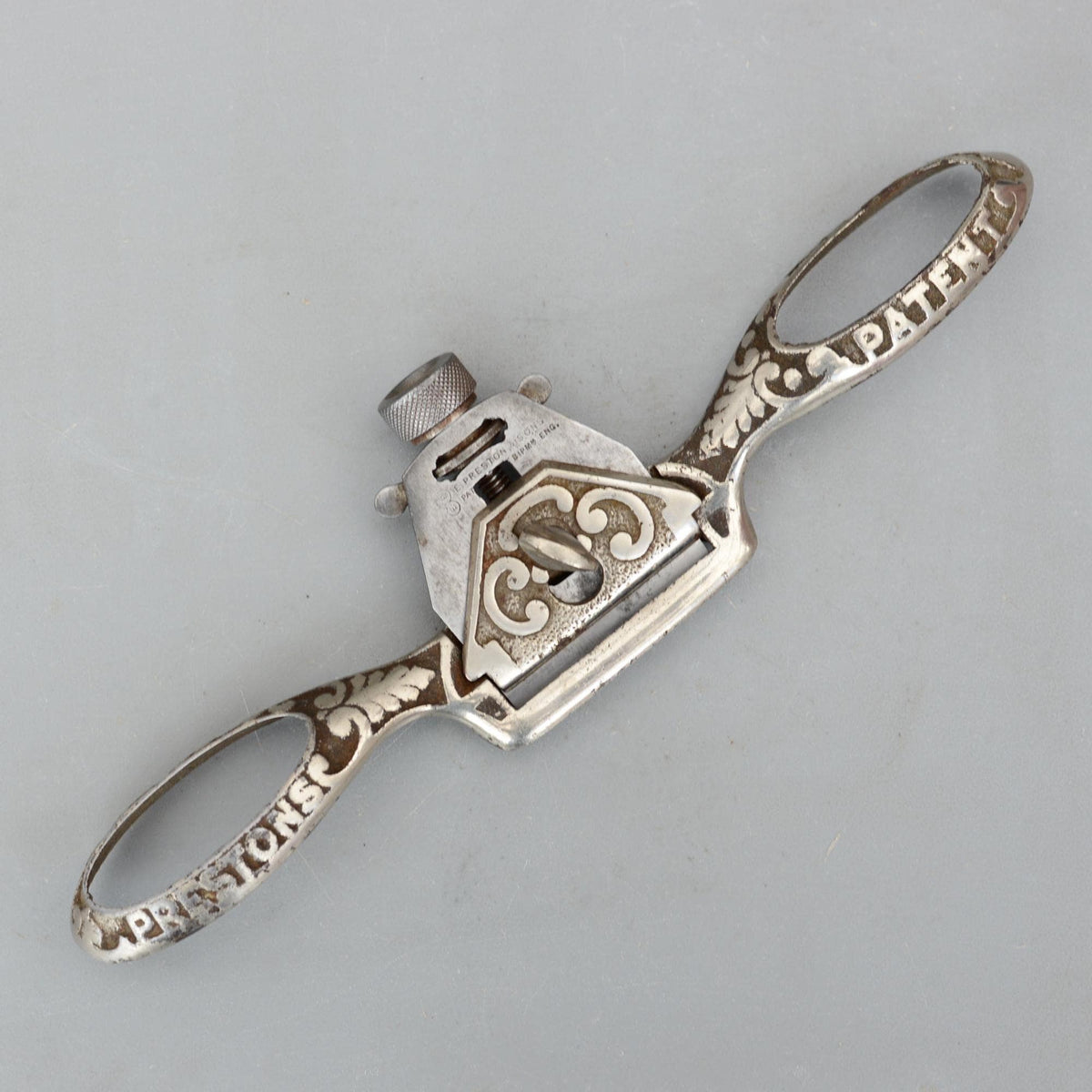 Vintage Rare E.Preston & Sons Flat Sole Ornate Spokeshave England