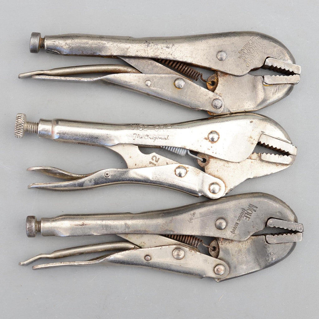 Set 3 Vintage 7'' MOLE Self Grip Welding Wrench Pliers