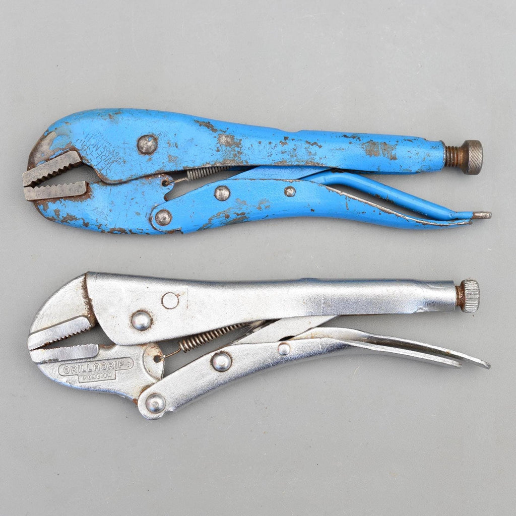 Set 2 Vintage 9'' MOLE & Grillagrip Foreign Self Grip Welding Wrench Pliers