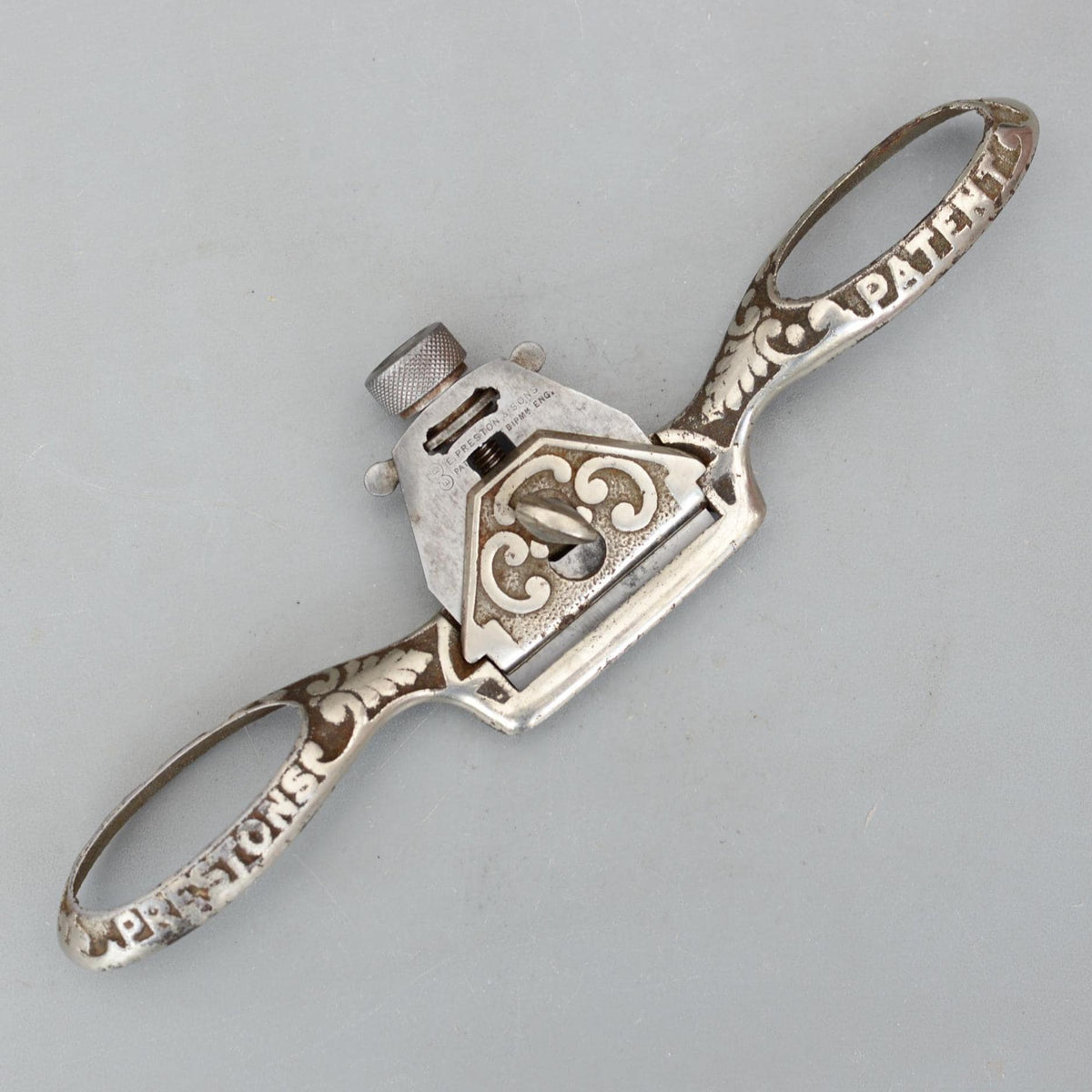 Vintage Rare E.Preston & Sons Flat Sole Ornate Spokeshave England