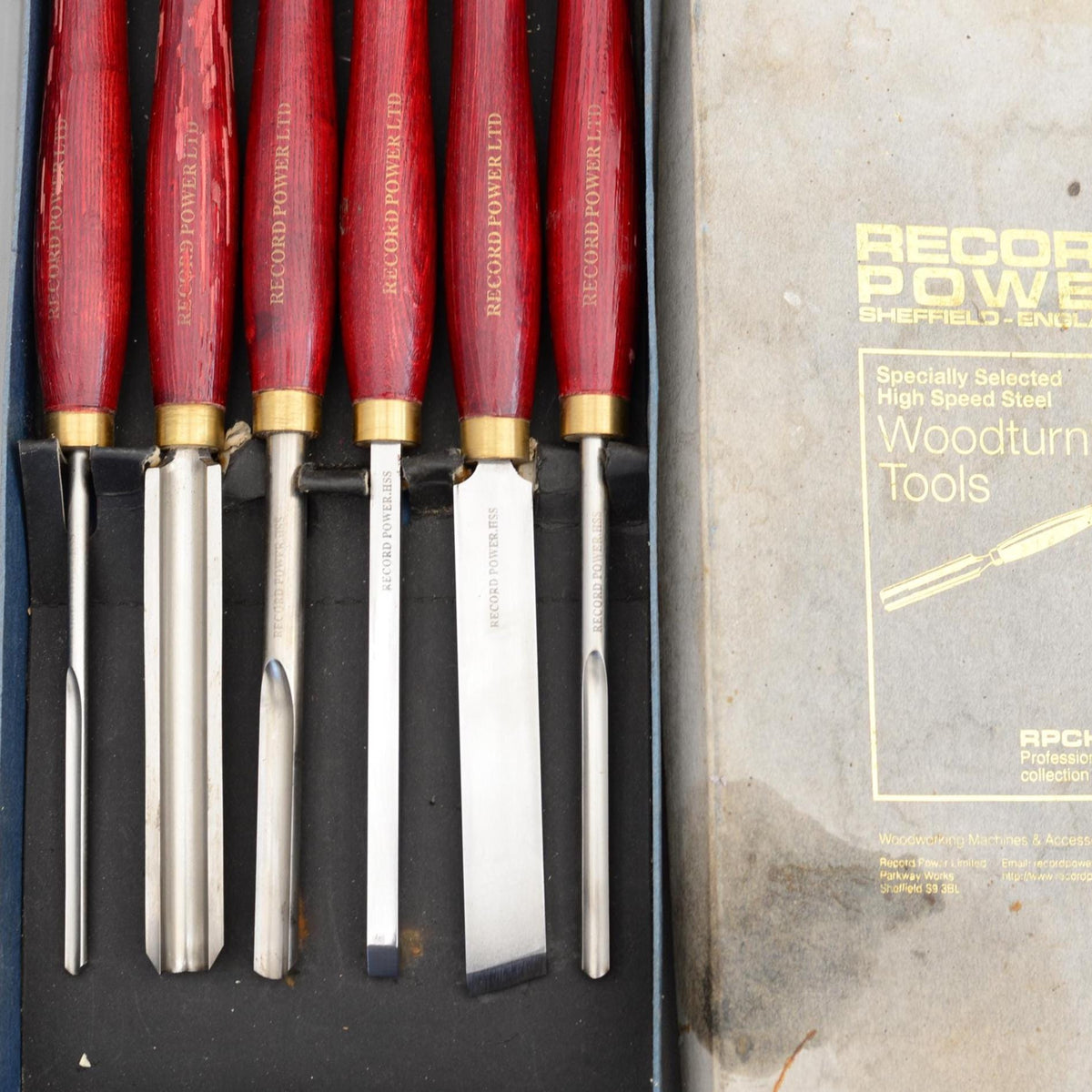 Set 6 Vintage Record Power 6 HSS Woodturning Tools Lathe Spindle Chisel Professional RPCHS6
